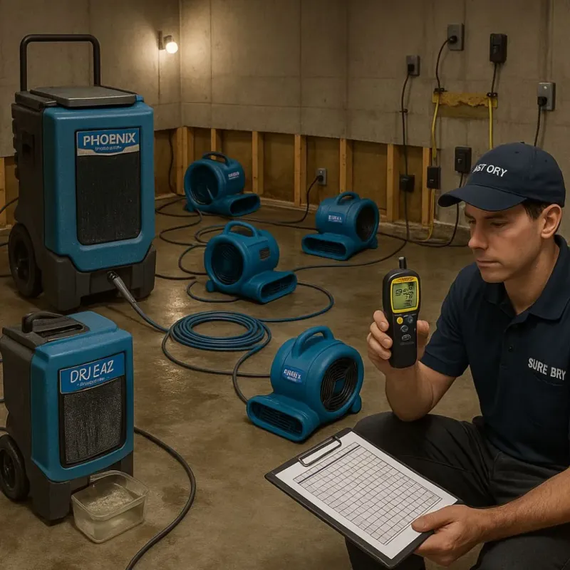 Structural Drying and Dehumidification process in River Road, NC
